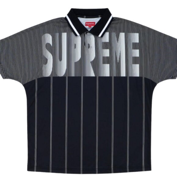 Supreme Soccer Polo – Black/White Pinstripe – Size L - Picture 3 of 13